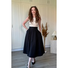 Dilay Gökoğlu Butik Kemerli Poplin Etek Elbise
