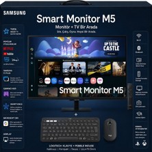 Samsung 32 Inç Smart LED Monitör Full Hd Wi-Fi Bluetooth Dahili Ses Sistemli Tizen Işletim Sistemli Çok Yönlü Panel Şık Tasarım +  + Klavye ve Mouse