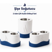 Mottopi Marin  Şişe Soğutucu ve 2 Adet Çift Kadeh Ehlikeyf Seti,termojelli Şarap Rakı Viski Soğutucu,içecek Soğutucu,kadeh Soğutucu