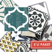 Tink Kendinden Yapışkanlı Retro Yeşil Desenli Pvc Karo 10X10 cm 5’li Paket