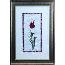 E38 El Işçiliği Ebru Zeminli Lale  Ebru Tablo - 35*50 cm - 6550