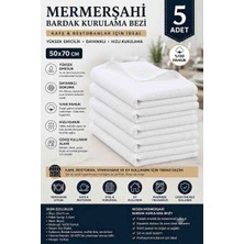 Öztürk Konsept %100 Pamuk Mermerşahi Bardak Silme Bezi 5'li Set – Profesyonel Kafe, Restoran, Otel ve Yemekhane Kurulama Bezi, Tüy Bırakmaz, Emici Mutfak Bezi 50X70