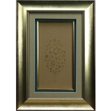 E38 El Işçiliği Halkar Tekniği Hatai Motifli Şemse Tezhip Tablo - 35*50 cm - 6547