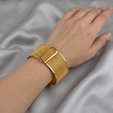 zerfine minimal tokalı geniş kelepçe bileklik –  altın