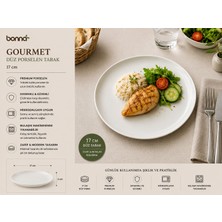 Bonnami Bonna Gourmet Düz Porselen Tabak / 17 cm Beyaz Porselen Tatlı, Pasta & Kahvaltı Tabağı