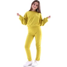 OZMOZ Organik Crop Kesim Sarı Kışlık Kız Çocuk Sweatshirt