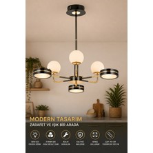 Elvora Home Modern (Premium) 6'lı 3 Renkli Ledli 54W Şık Sarkıt Avizesi Salon Mutfak Oturma Odası Avizesi Modelleri