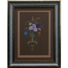 E38 El Işçiliği Vazolu Buket  Tablo - 36*47 cm - 6546
