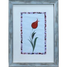 E38 El Işçiliği Ebru Zeminli Lale  Ebru Tablo - 33*45 cm - 6554
