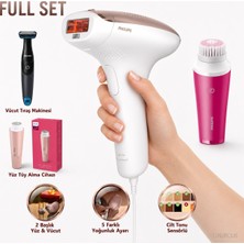 Philips Ipl Epilasyon Cihazı 2 Başlıklı Kablolu Cilt Tonu Sensörlü Yüz ve Vücut Için Bakım Seti Çantalı + Tıraş Makinesi Pürüzsüz Cilt