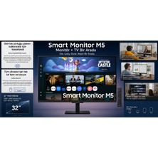 Samsung 32 Inç Full Hd Smart LED Monitör Wi-Fi Bluetooth Dahili Hoparlörlü Tizen Işletim Sistemli Akıllı Ekran