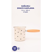 Empressco Emaye Cezve, Ahşap Saplı, 500ML, 6 Kişilik, Şık ve Dayanıklı Tasarım
