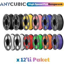 Anycubic High Speed Pla Filament Rengarek 1.75MM 1kg (12 Adet)