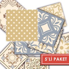 Tink Kendinden Yapışkanlı Retro Sarı Desenli Pvc Karo 15X15 cm 5’li Paket