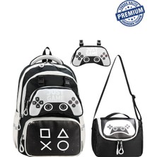 Alanç Gift Ultra Lüks Erkek Çocuk Ortopedik Gamer İlkokul Çantası Termal Beslenme ve Gamer Joystick Kalemlik