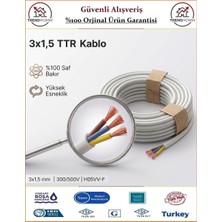 Öznur 3x1,5 TTR Elektrik Kablosu - Beyaz - %100 Bakır - 2 Metre