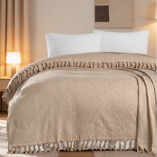 Aryıldız Home 240X260 cm Bambu Jakarlı Saçaklı Pike - Bej