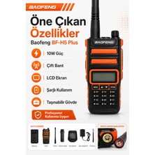 Baofeng Bf-H5 Plus 10W Çift Bant Şarjlı El Telsizi LCD Ekranlı Taşınabilir Profesyonel Telsiz