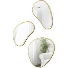 Hubba Pebble Duvar Montaj Aynaları, 3'lü Set, Pirinç