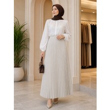 Esra Butik Lamine Denye Piliseli Etek  | 90 cm | Standart Beden (38-44 Uyumlu)