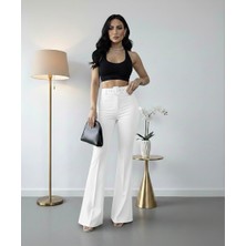 Sorvella Wear Kadın Ithal Doubleface Ispanyol Paça Kumaş Pantolon Kemerli Çekme Solma Yapmaz