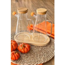 Empressco 2'li Bambu Kapaklı Borosilikat Cam Yağlık ve Sirkelik 900ML Set