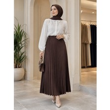 Esra Butik Lamine Denye Piliseli Etek  | 90 cm | Standart Beden (38-44 Uyumlu)