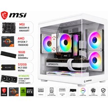 Apphirex Rosa X87 Ryzen 7 7800X3D / Msi B650M-B / RTX5070 12GB 3x / 16GB Ddr5 6000MHZ Ram / 512GB M2 SSD Beyaz Masaüstü Oyuncu Bilgisayaro