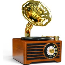 Royal Trend Mini Nostaljik Gramafon Radyo,şık Tasarım Gramafon Nostalji Radyo
