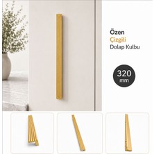 Badem10 Özen Çizgili Mat Sarı Çekmece Kulpu 320 mm 1 Adet Dolap Kapak Mobilya Mutfak Kulp Modeli