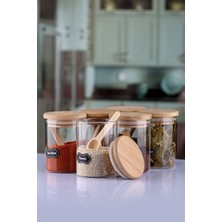 Empressco 6'lı 200 ml Bambu Kapaklı Borosilikat Baharat Takımı