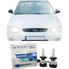 Photon Hyundai Accent Milenyum LED Xenon Uzun + Kısa Far Ampulü H4 Access Yeni Seri Beyaz 1999-2006