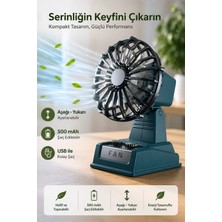 Exenar Şarjlı Masaüstü Mini Vantilatör Retro Tasarım 2 Kademeli Mini Fan 500 Mah Taşınabilir Fan