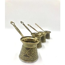 Empressco Şık Desenli Döküm Cezve Seti, Antik Sarı, 4'lü Paket