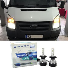 Photon Ford Transit LED Xenon Uzun + Kısa Far Ampulü H4 Access Yeni Seri Beyaz 1994-2012
