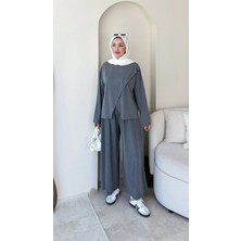 Miraydin Butik Kadın Simetrik Pantolonlu Takım M2633 - Füme