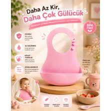 Homea Silikon Mama Önlüğü Su Geçirmez Ayarlanabilir Bebek Önlüğü Bpa Içermeyen Geniş Cepli Beslenme Önlüğü Pembe