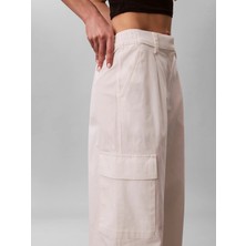 Calvin Klein Kadın / Kız Krem Calvin Klein Cotton Ewaıst Cargo, Yas, Xxs Krem Kadın Pantolon
