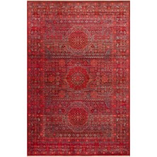 Cool Halı Panama Kırmızı Vintage Halı Afgan Etnik Desenli Eskitme Premium Şık Trend Büyük Salon Halısı