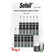 Selsil Beyaz Renk Strafor & Süpürgelik Yapıştırıcı Silikon 12'li, 300 ml ve Rosıe