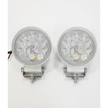 Replax Off Road Sis Farı Çalışma Lambası Beyaz Kalın Kasa 14 LED Yuvarlak 2,li Paket Su Geçirmez Sis Lambası