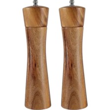 Brf Store Bascisell Akasya Komple Ahşap Gövdeli Tuz Karabiber Değirmeni Baharat Öğütücüsü 21 cm - 2 Adet - 396