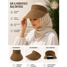 Gülümser Shop Hasır Vizör Şapka – Ayarlanabilir Güneş Koruyucu Kadın Yazlık