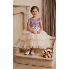 Deep Look Kids Wear Pembe Payetli Kat Kat Tül Etekli Kız Çocuk Abiye