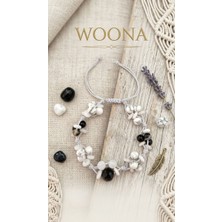 Woona Sakinlik & Sabır & Enerji ve Koruma - Obsidyen & Selenit & Havlit & Turmalin & Ay Taşı El Yapımı Ayarlanabilir Özel Tasarım Premium Unisex Doğal Taş Bileklik