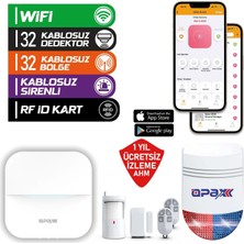 OPAX-W20-W-BEYAZ+BGR-O9 Sadece Wifi & Bgr-09 Kablosuz Sirenli Alarm Sistemi