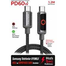 Exenar Samsung Telefon Uyumlu Type-C Süper Hızlı Şarj Pd 60W 1.2m 480MBPS Data Transfer LED Fulltech FC152