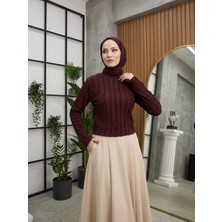 Foremia Bisiklet Yaka Fırfır Bluz-Bordo -