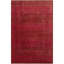 Cool Halı Panama Bordo Kırmızı Afgan Halı Vintage Etnik Desenli Premium Şık Büyük Salon Halısı Trend Model