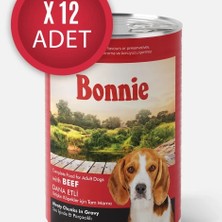 Bonnie Biftekli Sos Içinde Et Parçacıklı Köpek Konservesi 400G x 12 Adet